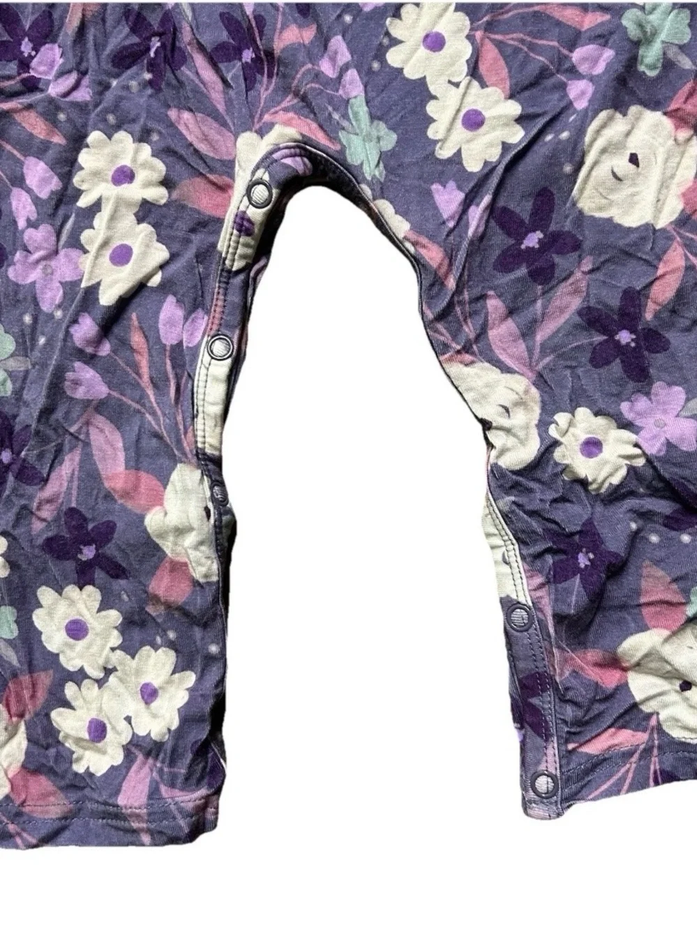 Toddler Girl Little Sleepies Purple Floral Bamboo Coverall Size 12-18 Months